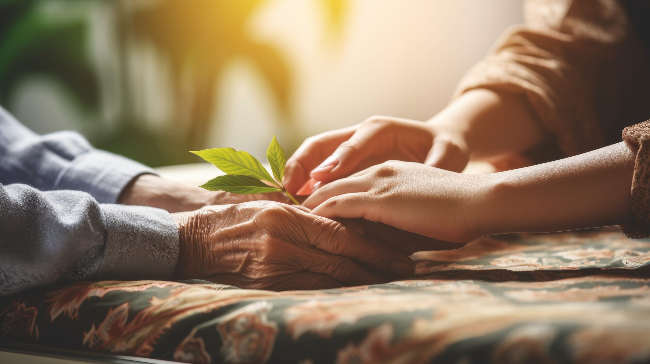 generational support comforting elderly with end of life care and solidarity in aging assistance